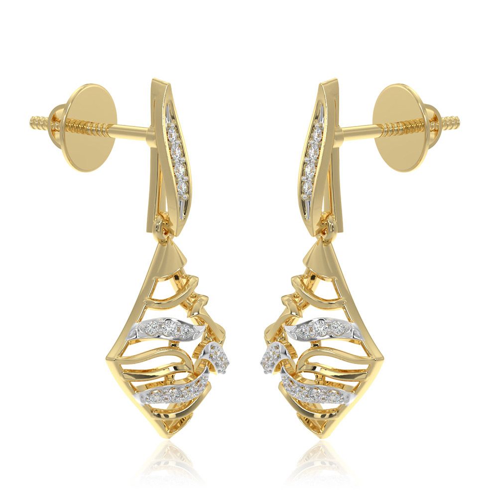 Elegant Drop 9KT Yellow Gold Diamond Earrings-Earrings-EER26I21-D400R6F