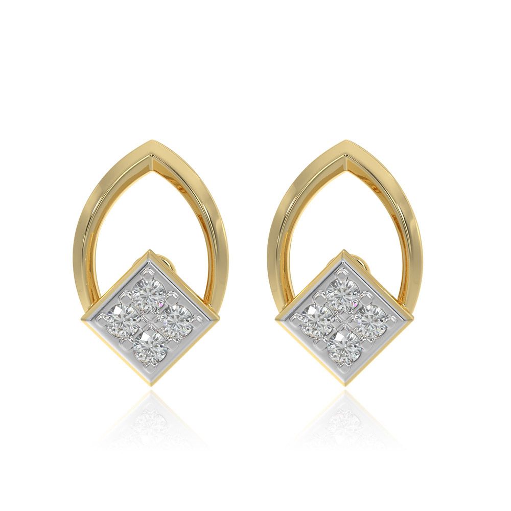 Minimal Layered 9KT Yellow Gold Diamond Earrings-Earrings-EER26I22-D400R6F