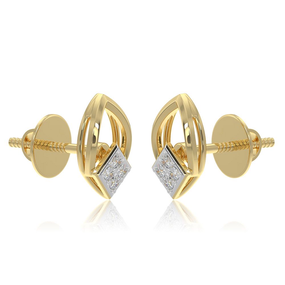 Minimal Layered 9KT Yellow Gold Diamond Earrings-Earrings-EER26I22-D400R6F
