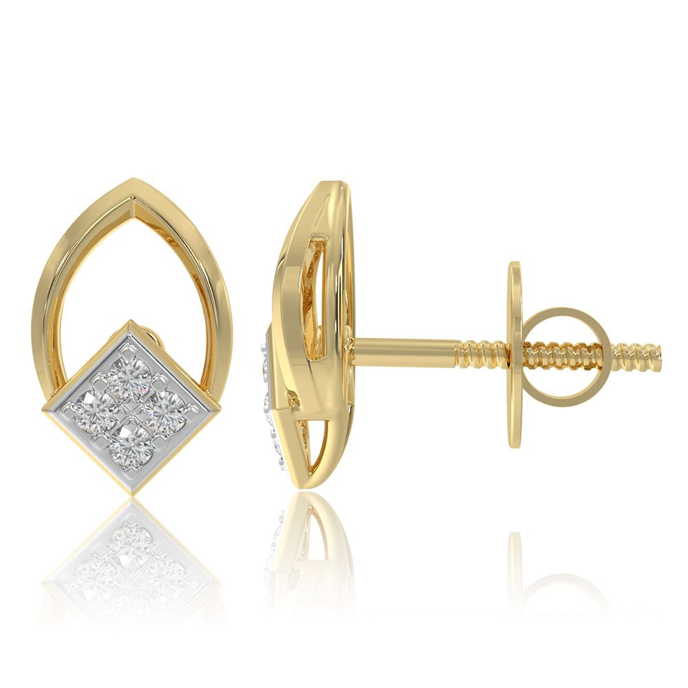 Minimal Layered 9KT Yellow Gold Diamond Earrings-Earrings-EER26I22-D400R6F