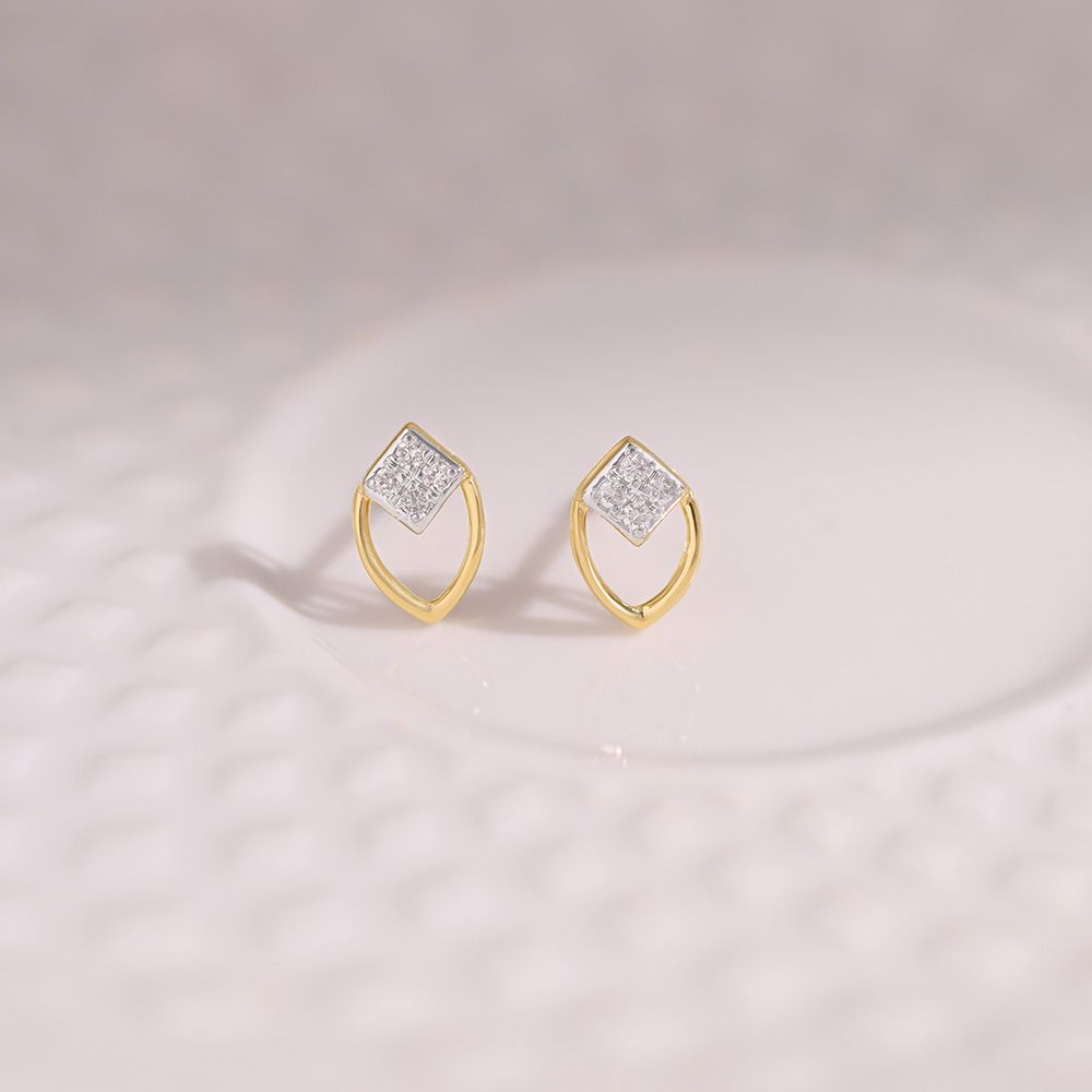 Minimal Layered 9KT Yellow Gold Diamond Earrings-Earrings-EER26I22-D400R6F