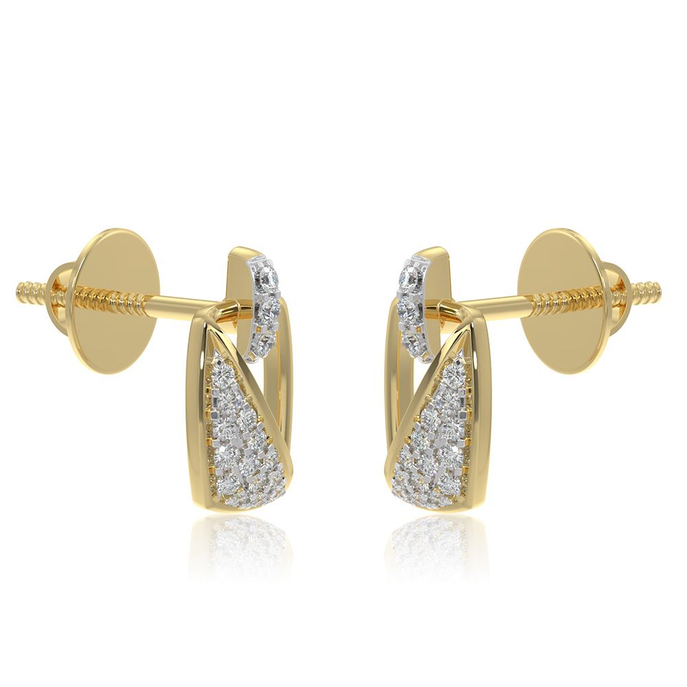 Versatile Angular 9KT Yellow Gold Diamond Earrings-Earrings-EER26I24-D400R6F