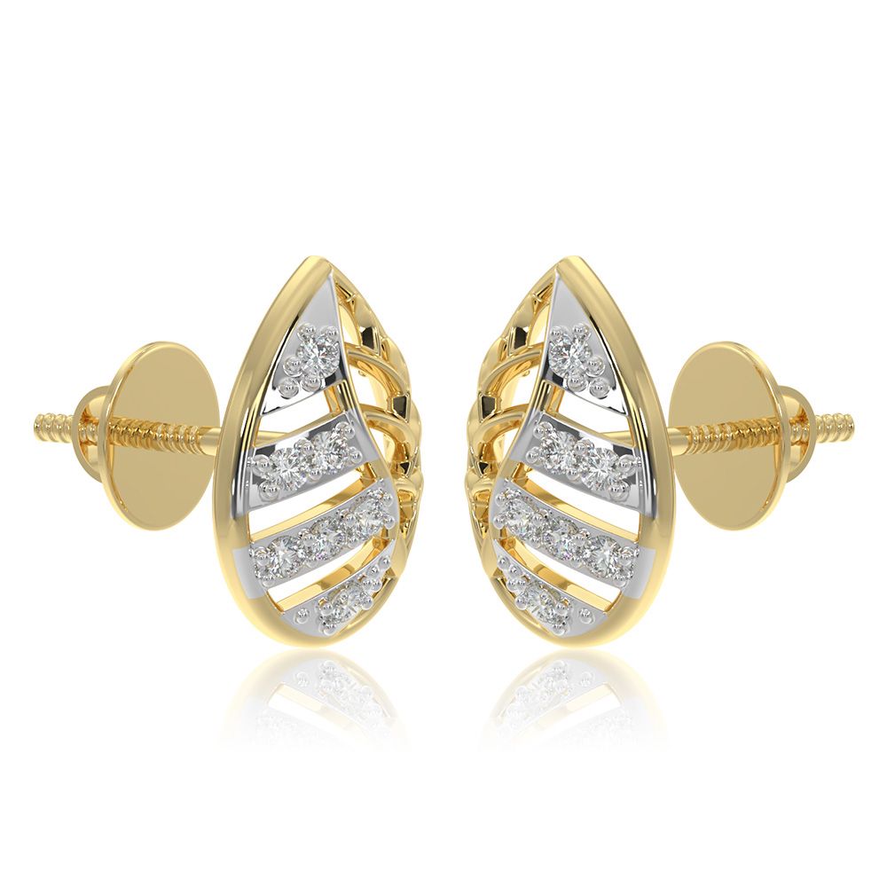 Lattice 9KT Yellow Gold Diamond Earrings-Earrings-EER26I25-D400R6F