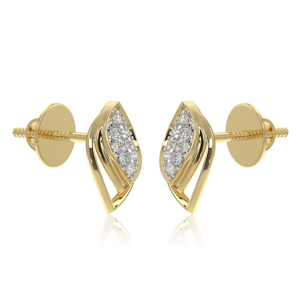 Everyday Leaf Drop 9KT Yellow Gold Diamond Earrings-Earrings-EER26I28-D400R6F
