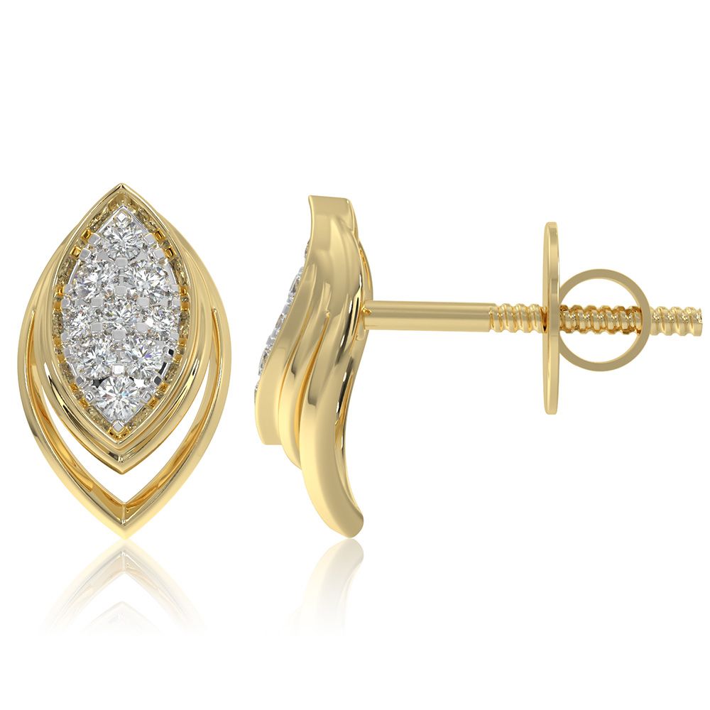 Everyday Leaf Drop 9KT Yellow Gold Diamond Earrings-Earrings-EER26I28-D400R6F