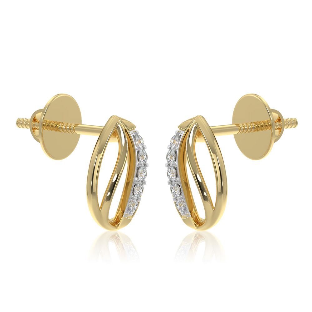 Graceful 9KT Yellow Gold Diamond Earrings-Earrings-EER26I30-D400R6F