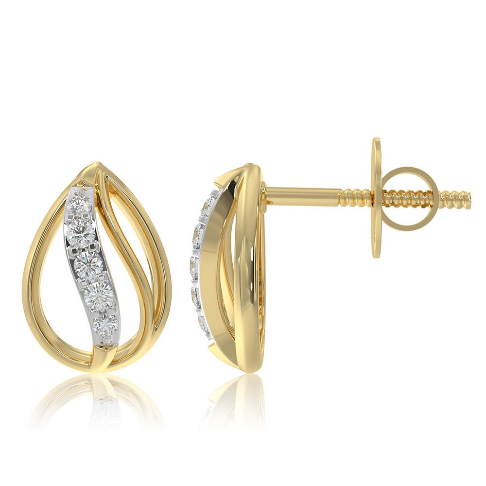 Graceful 9KT Yellow Gold Diamond Earrings-Earrings-EER26I30-D400R6F