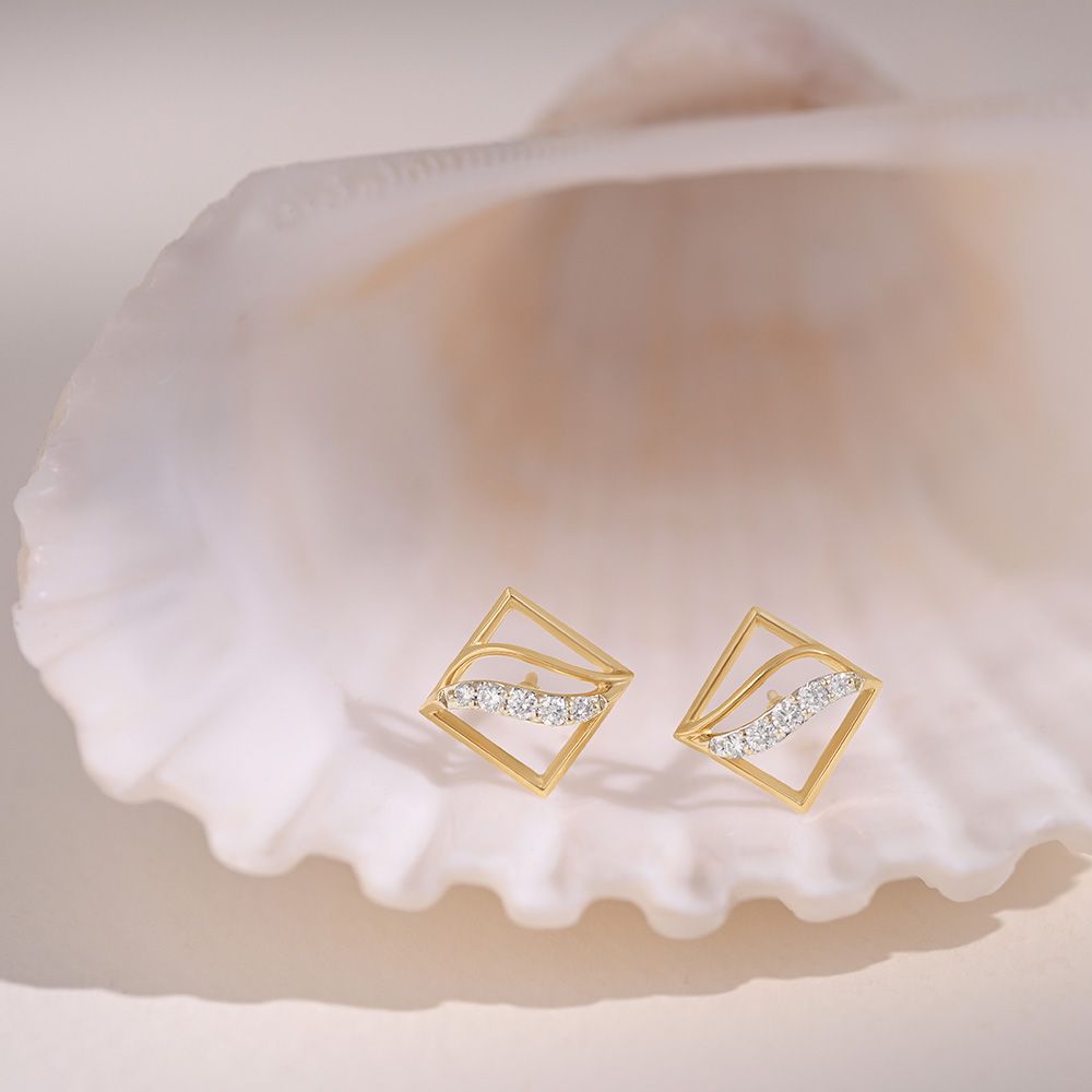 Modern Everyday 9KT Yellow Gold Diamond Earrings-Earrings-EER26I31-D400R6F