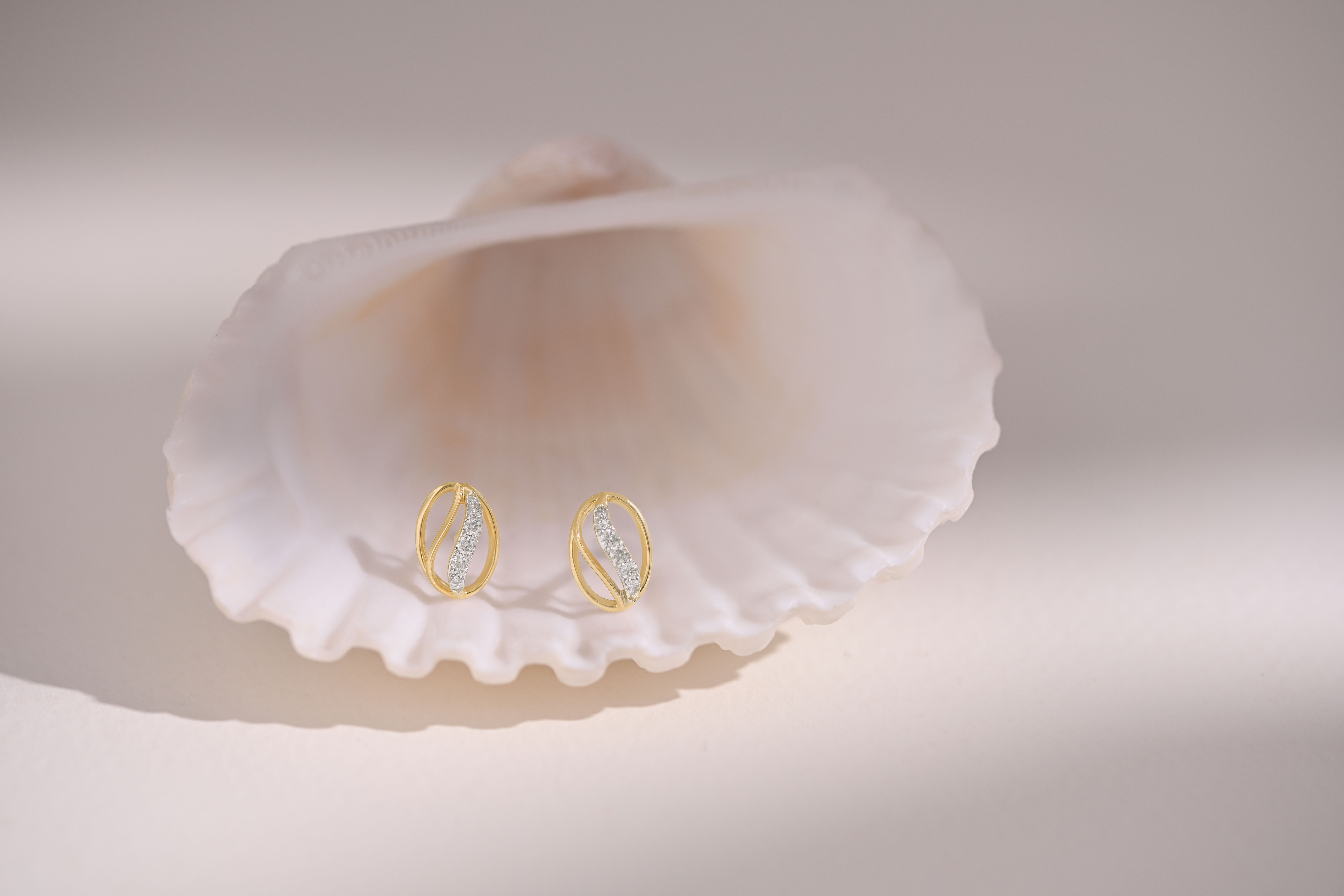Sleek 9KT Yellow Gold Diamond Earrings-Earrings-EER26I32-D400R6F