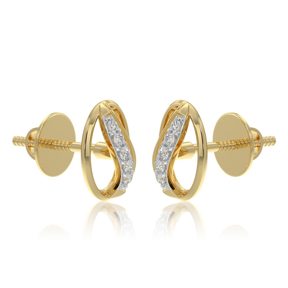 Sleek 9KT Yellow Gold Diamond Earrings-Earrings-EER26I32-D400R6F