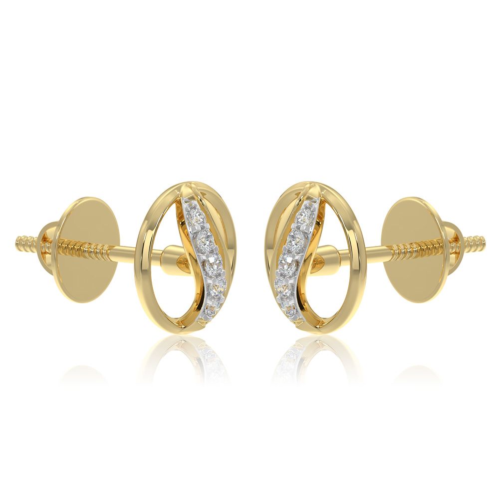 Cute 9KT Yellow Gold Diamond Earrings-Earrings-EER26I33-D400R6F