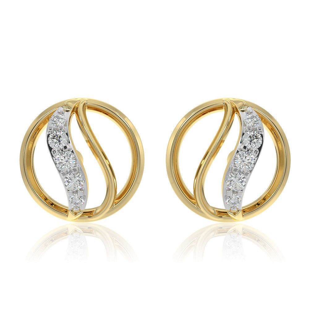 Cute 9KT Yellow Gold Diamond Earrings-Earrings-EER26I33-D400R6F