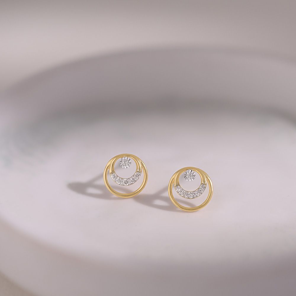 Versatile Daily 9KT Yellow Gold Diamond Earrings-Earrings-EER26I34-D400R6F