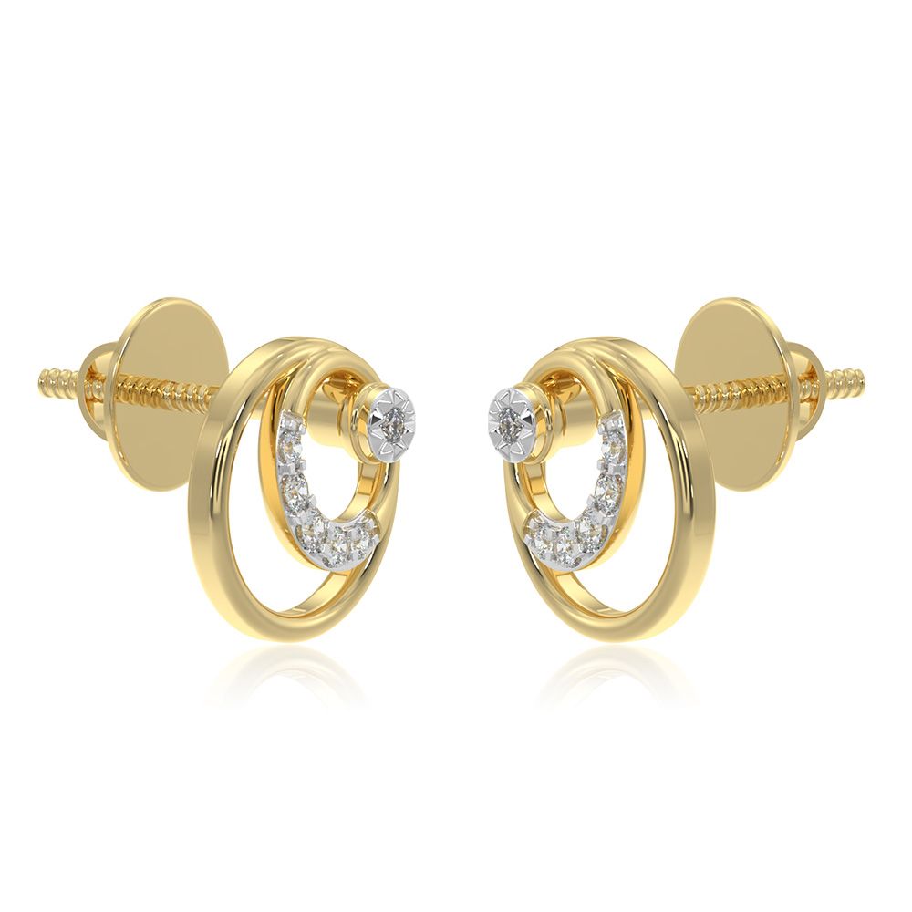 Versatile Daily 9KT Yellow Gold Diamond Earrings-Earrings-EER26I34-D400R6F