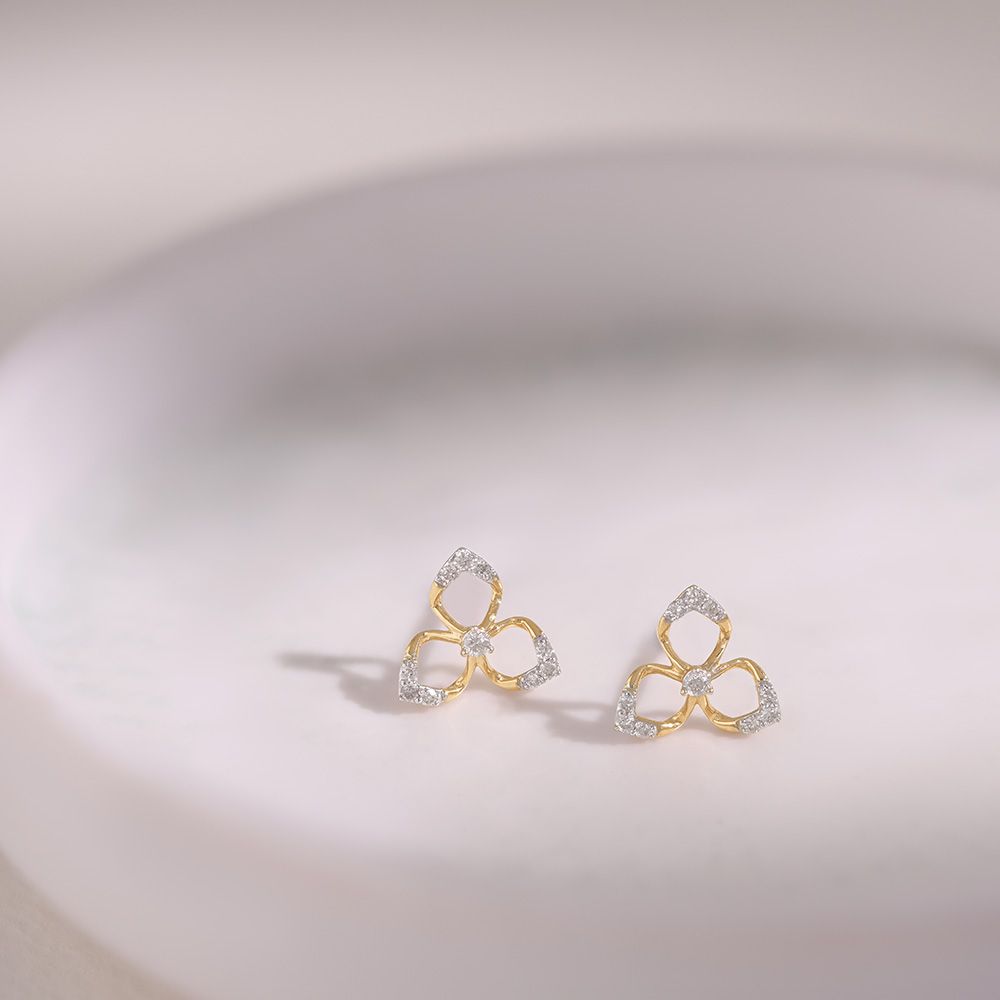 Feminine Sparkle 9KT Yellow Gold Diamond Earrings-Earrings-EER26I37-D400R6F