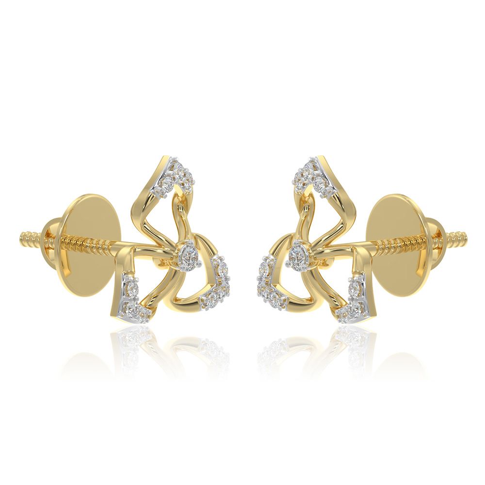 Feminine Sparkle 9KT Yellow Gold Diamond Earrings-Earrings-EER26I37-D400R6F