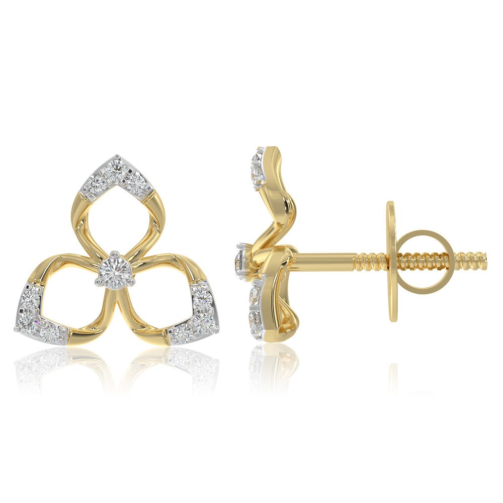 Feminine Sparkle 9KT Yellow Gold Diamond Earrings-Earrings-EER26I37-D400R6F