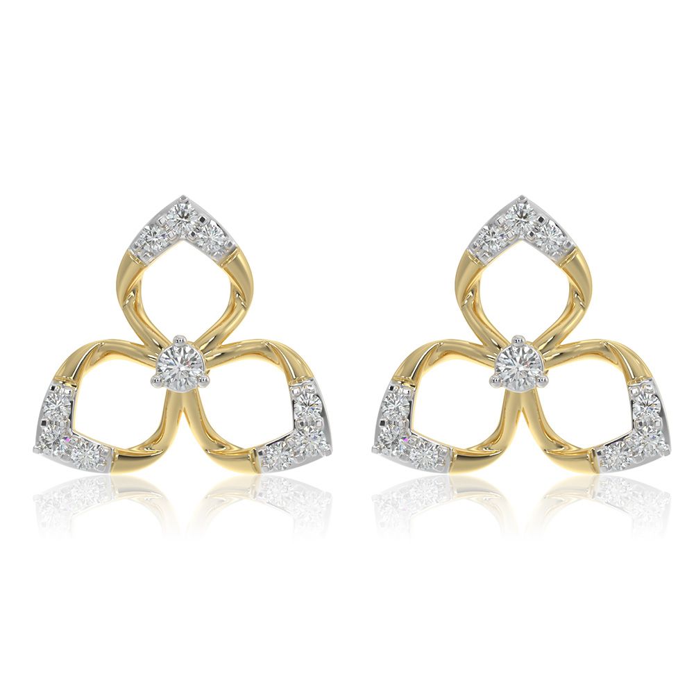 Feminine Sparkle 9KT Yellow Gold Diamond Earrings-Earrings-EER26I37-D400R6F