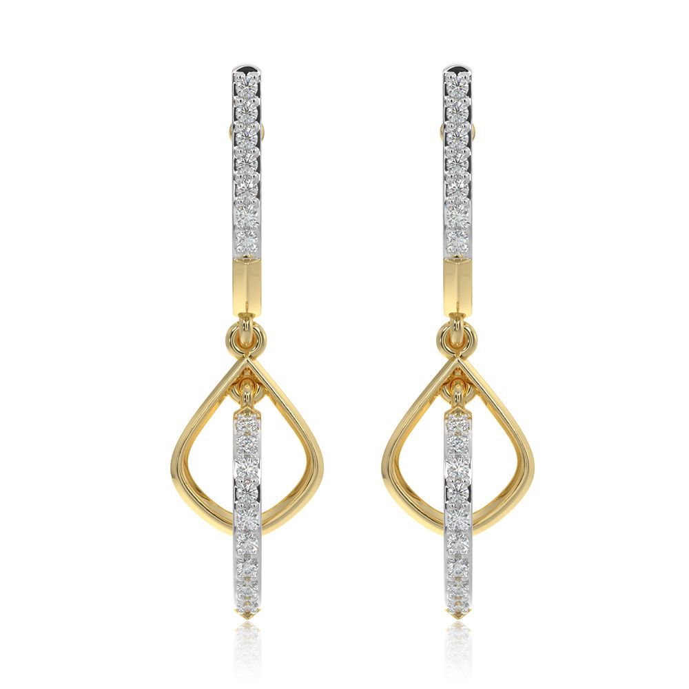 Minimal Long 9KT Yellow Gold Diamond Earrings-Earrings-EER26I40-D400R6F