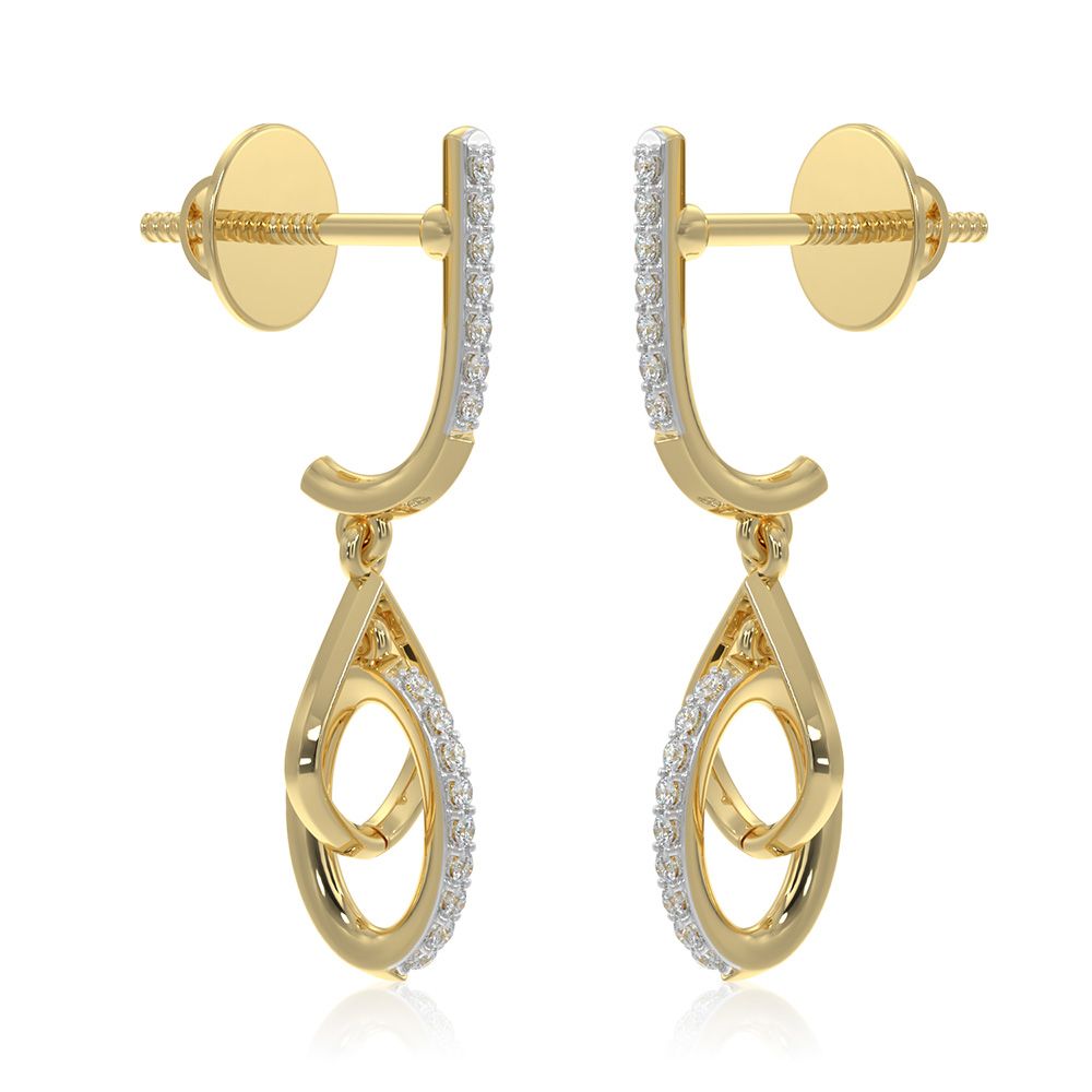 Minimal Long 9KT Yellow Gold Diamond Earrings-Earrings-EER26I40-D400R6F