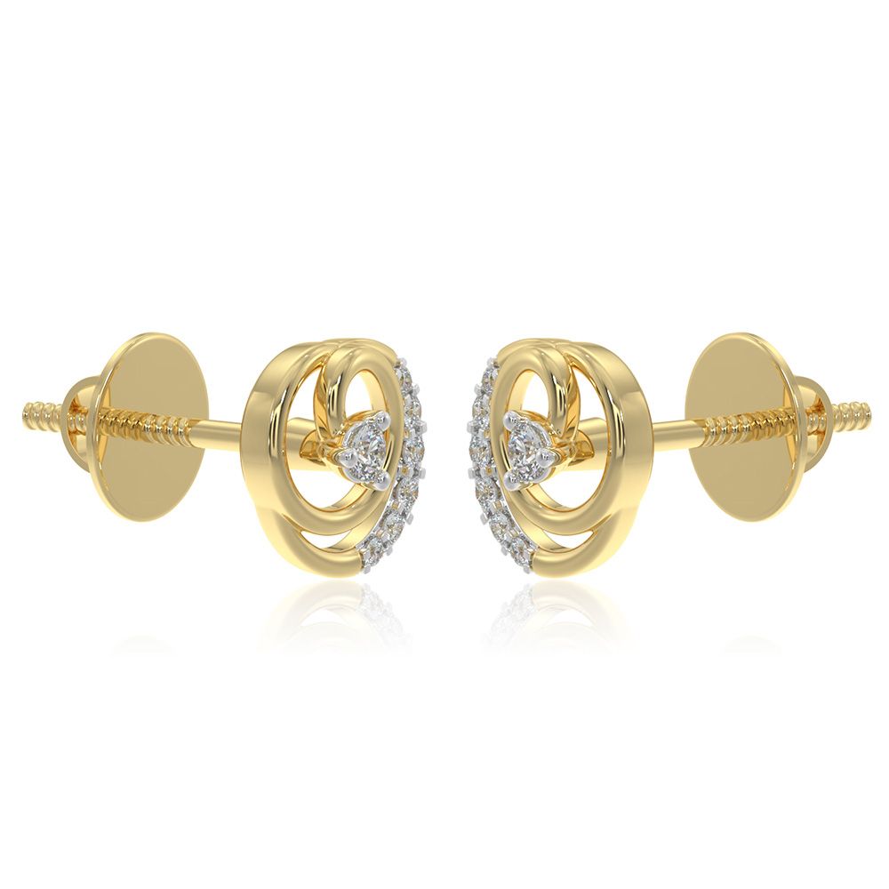 Swirly Curve 9KT Yellow Gold Diamond Earrings-Earrings-EER26I41-D400R6F