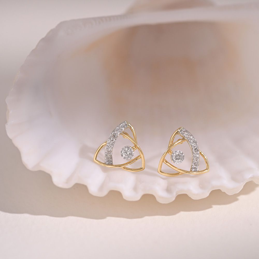 Delicate Daily Wear 9KT Yellow Gold Diamond Earrings-Earrings-EER26I42-D400R6F