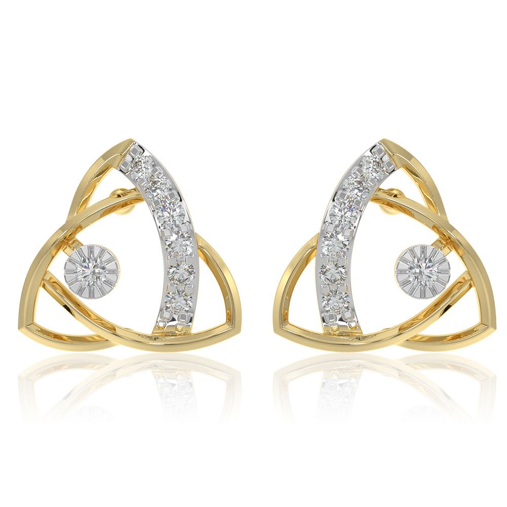 Delicate Daily Wear 9KT Yellow Gold Diamond Earrings-Earrings-EER26I42-D400R6F