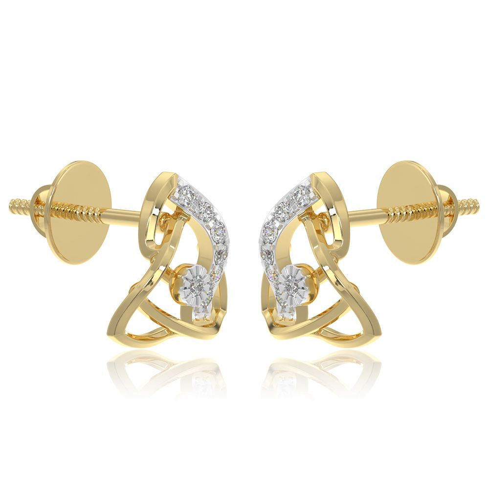 Delicate Daily Wear 9KT Yellow Gold Diamond Earrings-Earrings-EER26I42-D400R6F