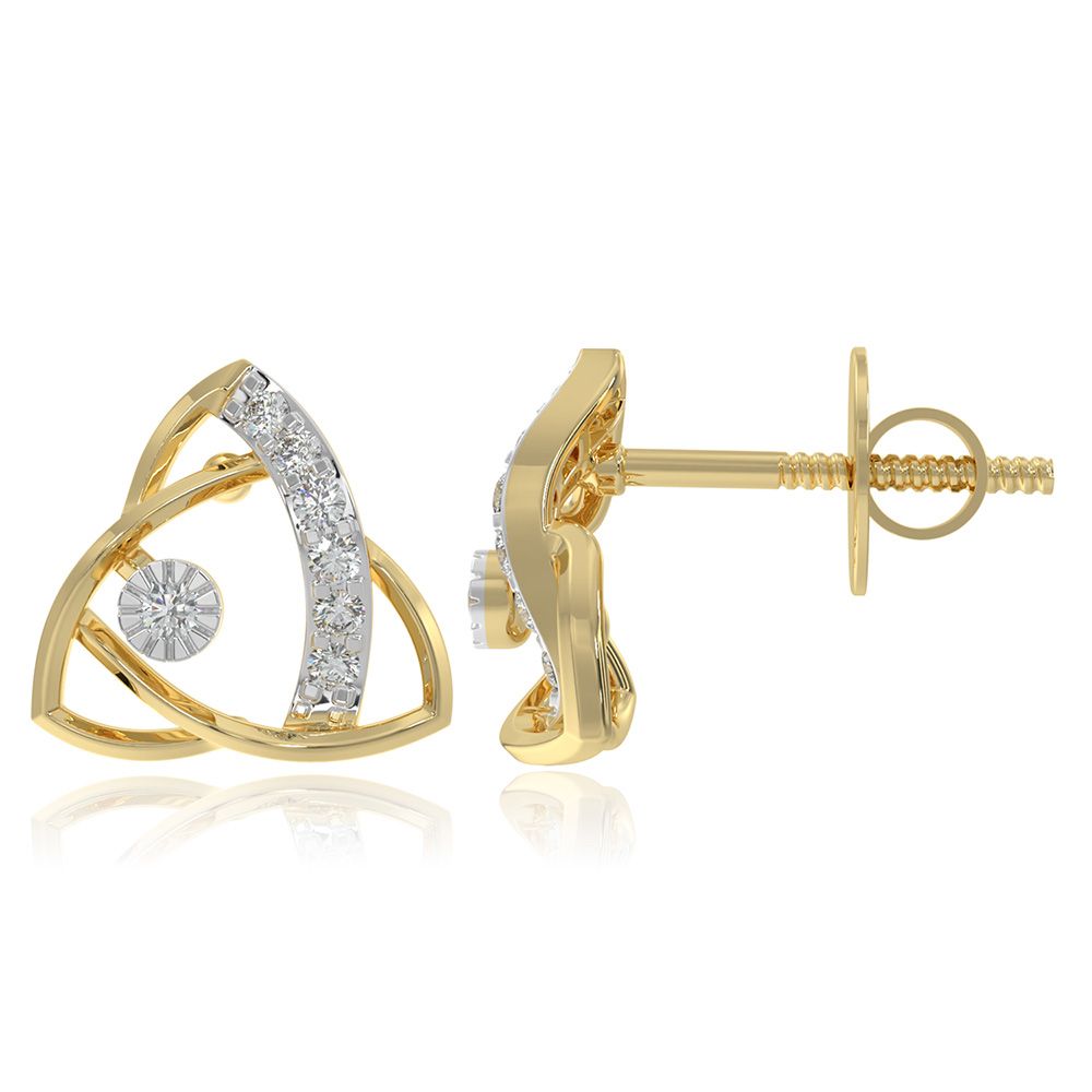 Delicate Daily Wear 9KT Yellow Gold Diamond Earrings-Earrings-EER26I42-D400R6F