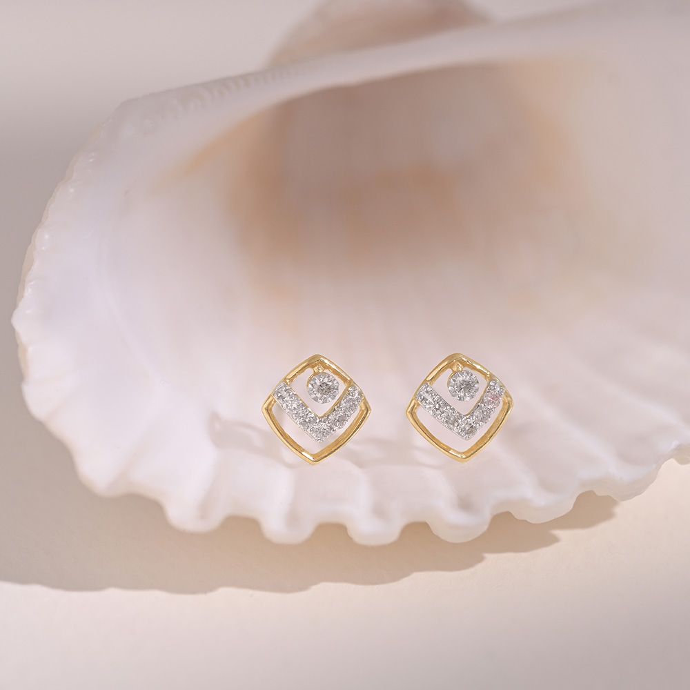Daily Wear 9KT Yellow Gold Diamond Earrings-Earrings-EER26I43-D400R6F