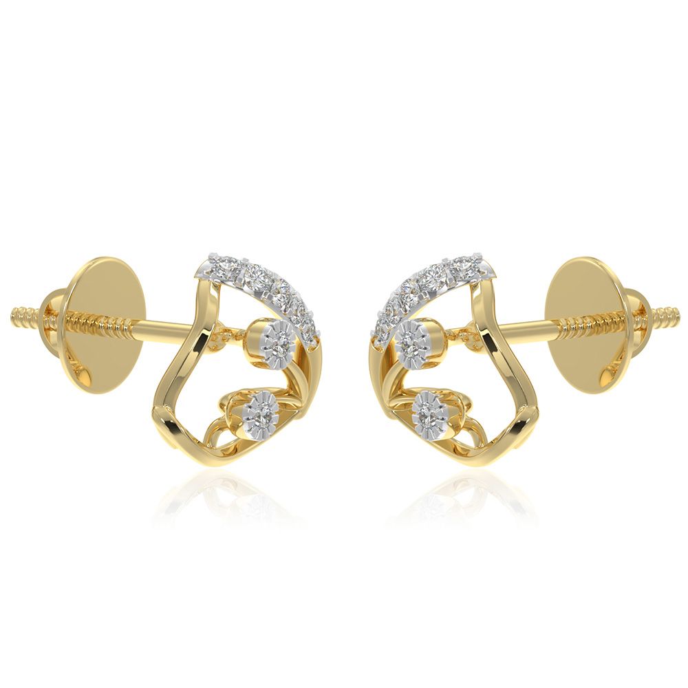 Modern Balance 9KT Yellow Gold Diamond Earrings-Earrings-EER26I44-D400R6F