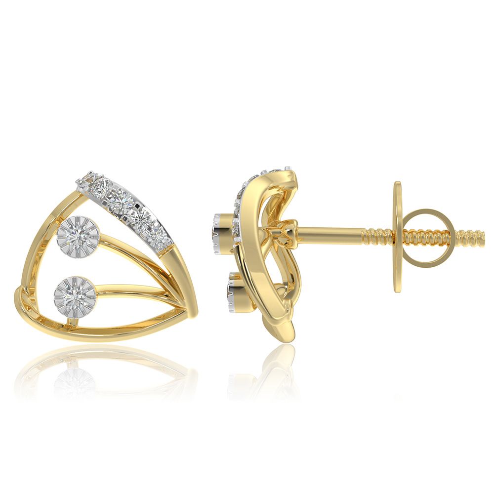 Modern Balance 9KT Yellow Gold Diamond Earrings-Earrings-EER26I44-D400R6F