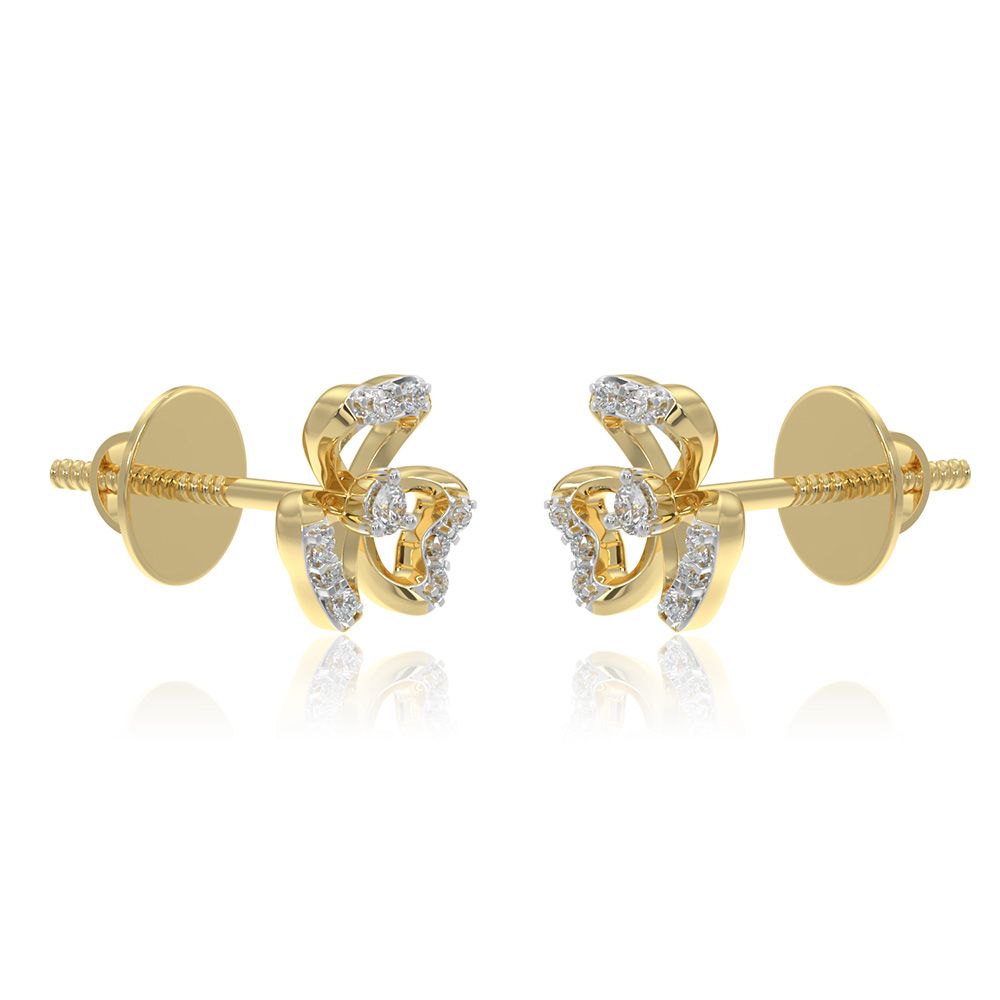 Clover 9KT Yellow Gold Diamond Stud Earrings-Earrings-EER26I45-D400R6F