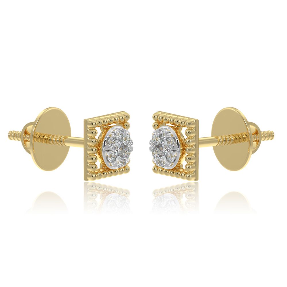 Structured 9KT Yellow Gold Diamond Stud Earrings-Earrings-EER26I46-D400R6F