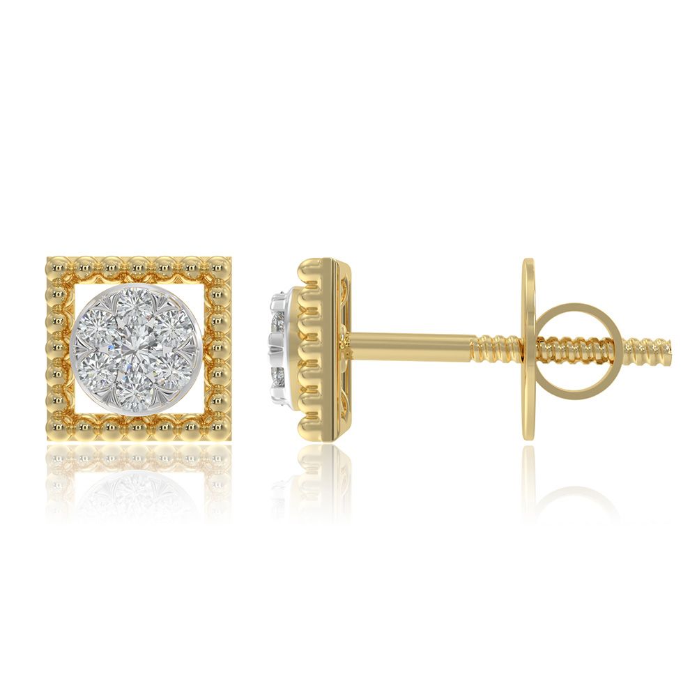 Structured 9KT Yellow Gold Diamond Stud Earrings-Earrings-EER26I46-D400R6F