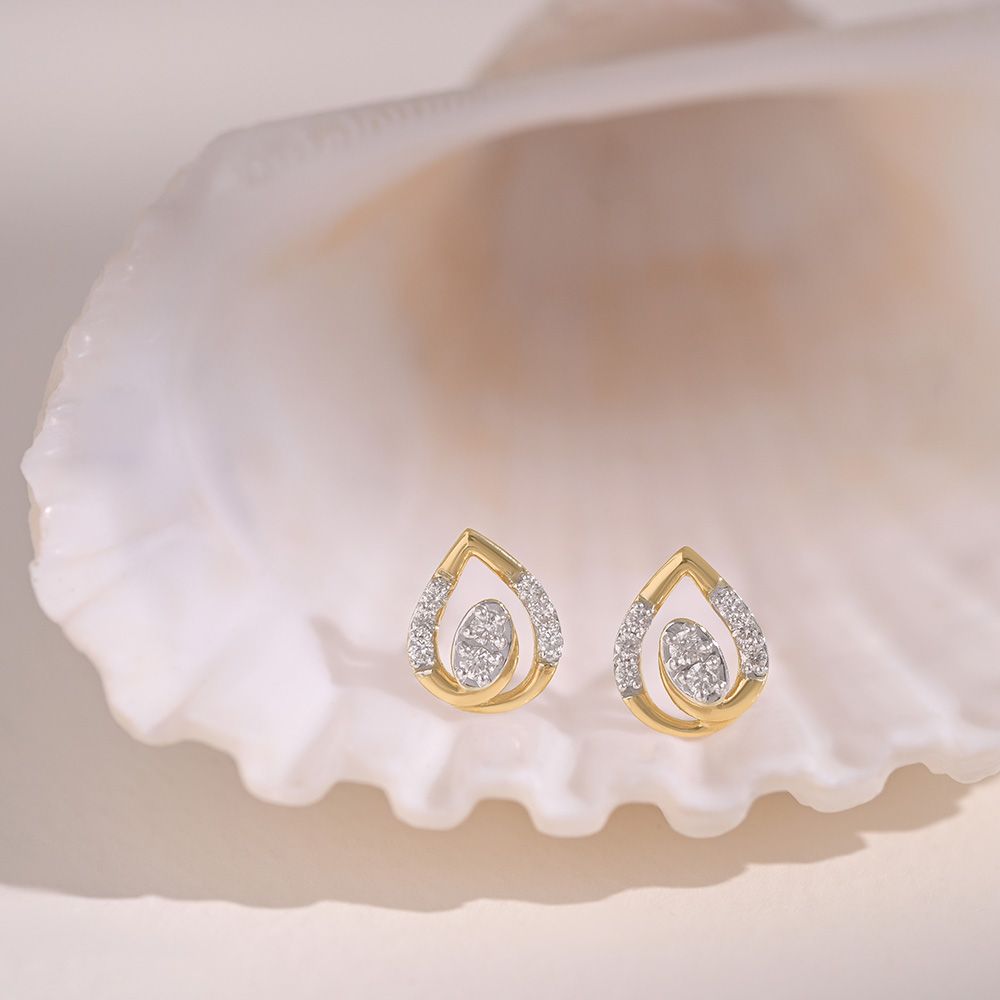 Daily Sparkle 9KT Yellow Gold Diamond Stud Earrings-Earrings-EER26I49-D400R6F