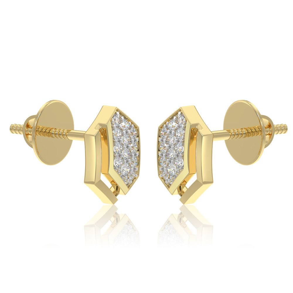 Geometric Style 9KT Yellow Gold Diamond Earrings-Earrings-EER26I50-D400R6F