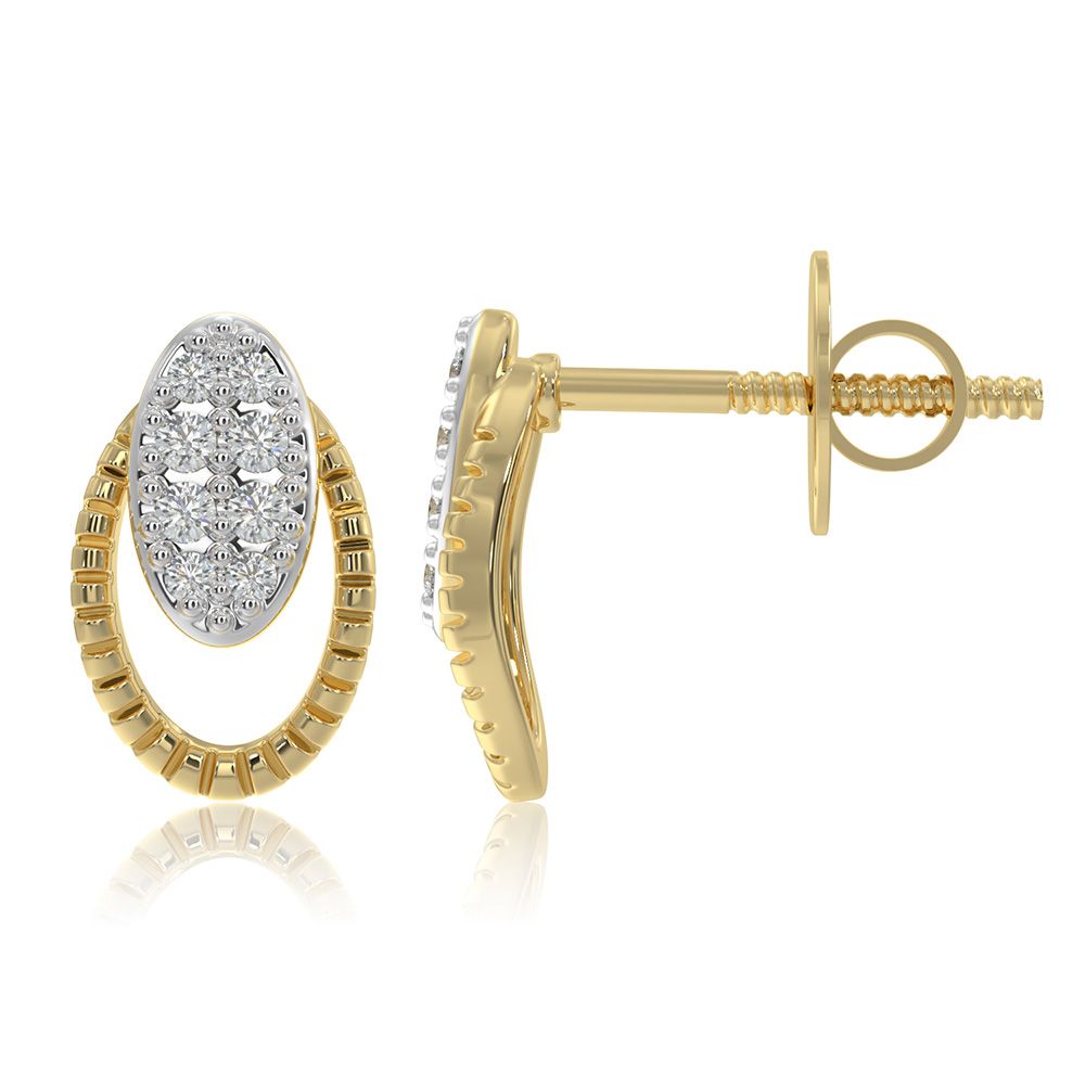Bold 9KT Yellow Gold Diamond Earrings-Earrings-EER26I51-D400R6F