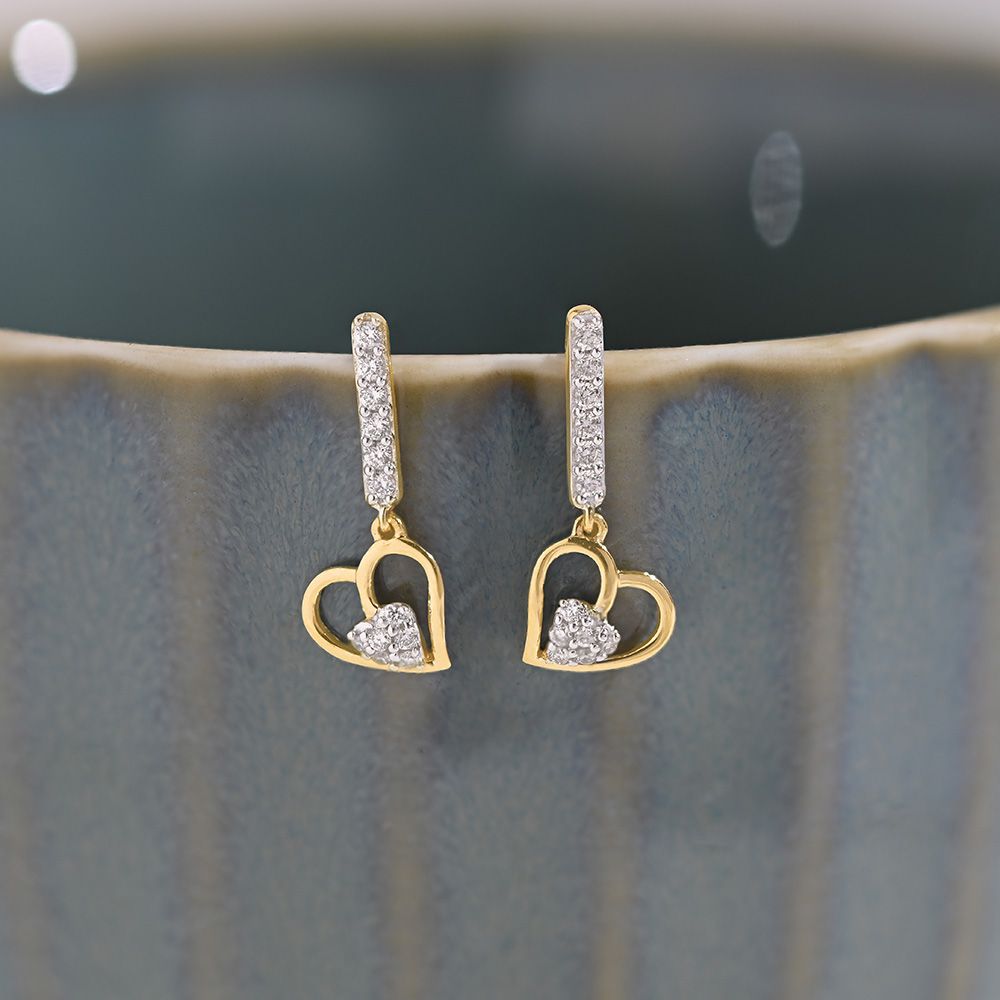 Romantic Drop 9KT Yellow Gold Diamond Earrings-Earrings-EER26I53-D400R6F