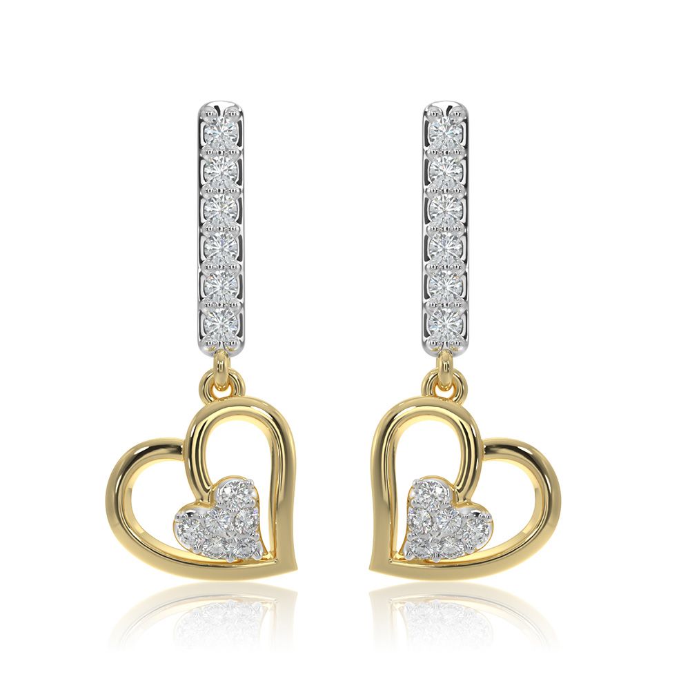 Romantic Drop 9KT Yellow Gold Diamond Earrings-Earrings-EER26I53-D400R6F