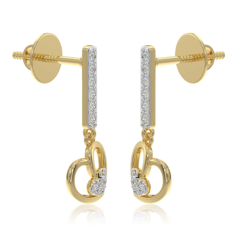 Romantic Drop 9KT Yellow Gold Diamond Earrings-Earrings-EER26I53-D400R6F