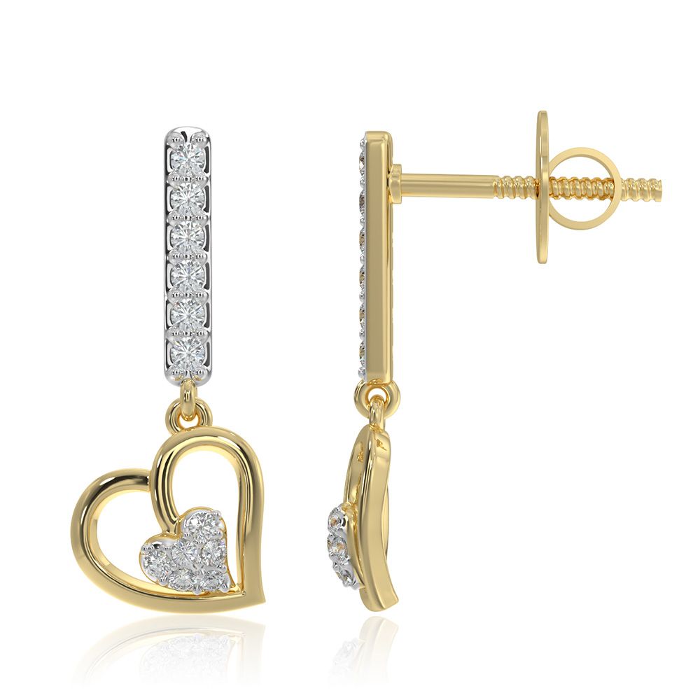 Romantic Drop 9KT Yellow Gold Diamond Earrings-Earrings-EER26I53-D400R6F