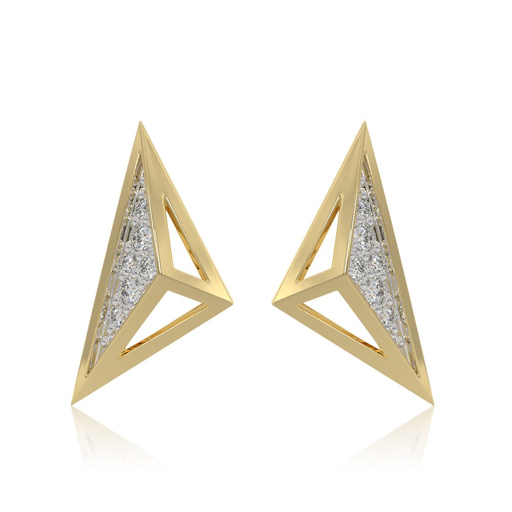 Structured Triangle 9KT Yellow Gold Diamond Earrings-Earrings-EER26I54-D400R6F