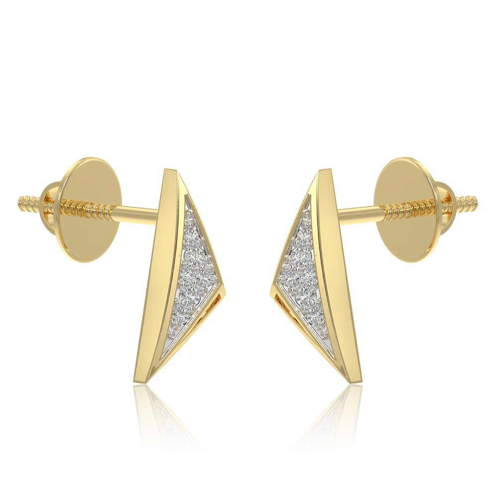 Structured Triangle 9KT Yellow Gold Diamond Earrings-Earrings-EER26I54-D400R6F