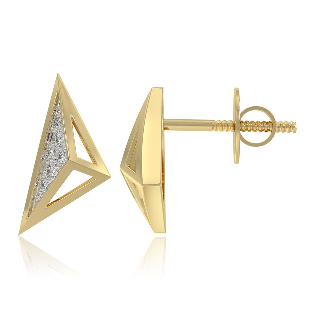 Structured Triangle 9KT Yellow Gold Diamond Earrings-Earrings-EER26I54-D400R6F