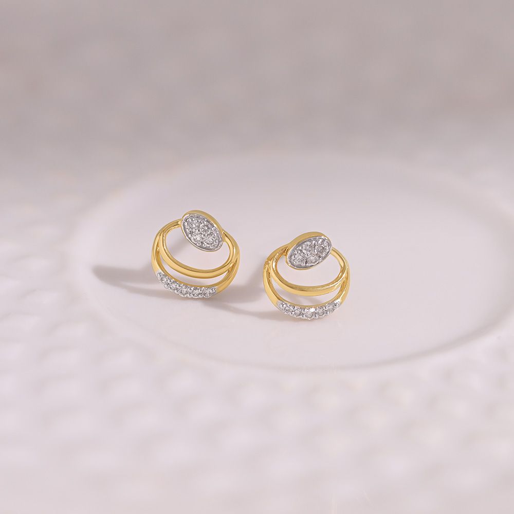 Circular 9KT Yellow Gold Diamond Earrings-Earrings-EER26I56-D400R6F