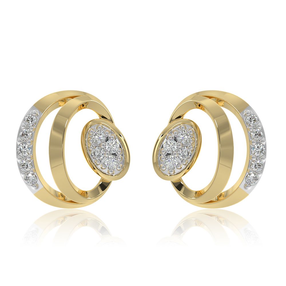 Circular 9KT Yellow Gold Diamond Earrings-Earrings-EER26I56-D400R6F