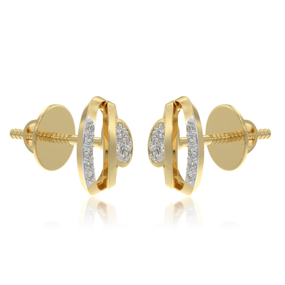 Circular 9KT Yellow Gold Diamond Earrings-Earrings-EER26I56-D400R6F