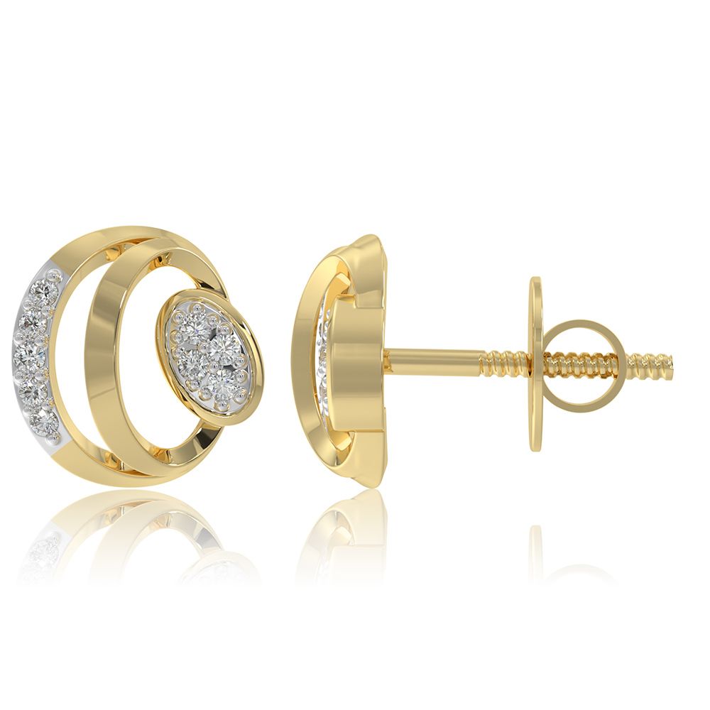 Circular 9KT Yellow Gold Diamond Earrings-Earrings-EER26I56-D400R6F