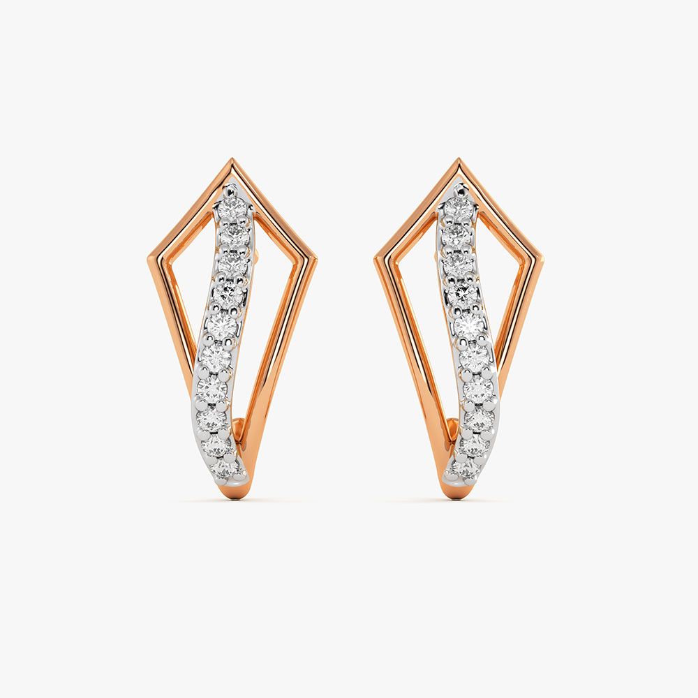 Contemporary Rose Gold Diamond Hoop Earrings-Earrings-EER26I62-D400XCC